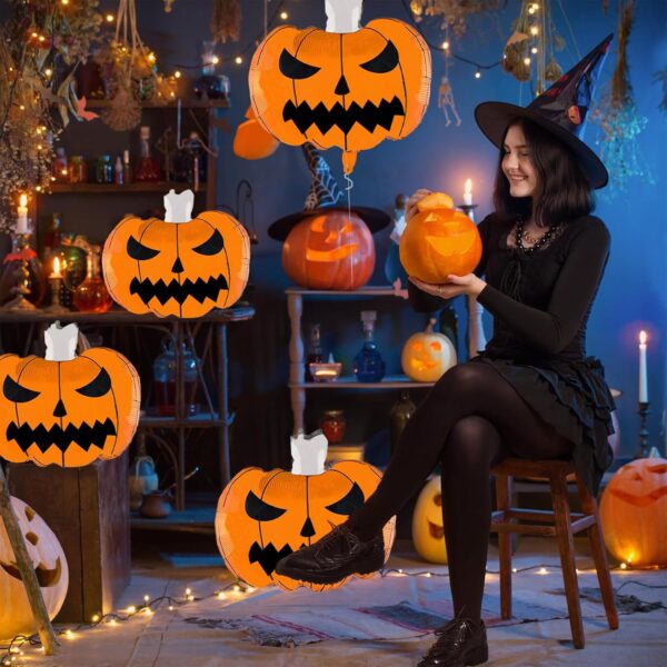 6-Pack 30" Halloween Pumpkin Foil Balloons – Large Scary Jack-O'-Lantern Mylar Balloons for Halloween Parties - Image 3