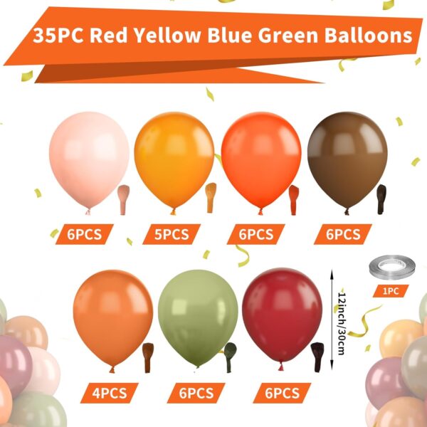 Fall Balloons Set – Sage Green, Brown, Orange, Yellow & Burgundy for Thanksgiving & Woodland Theme Parties - Image 5
