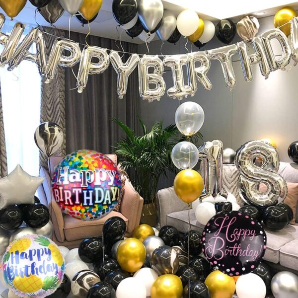 50 Pcs 18" Happy Birthday Foil Balloons – Round Mylar Helium Balloons for Birthday & Baby Shower Parties - Image 4