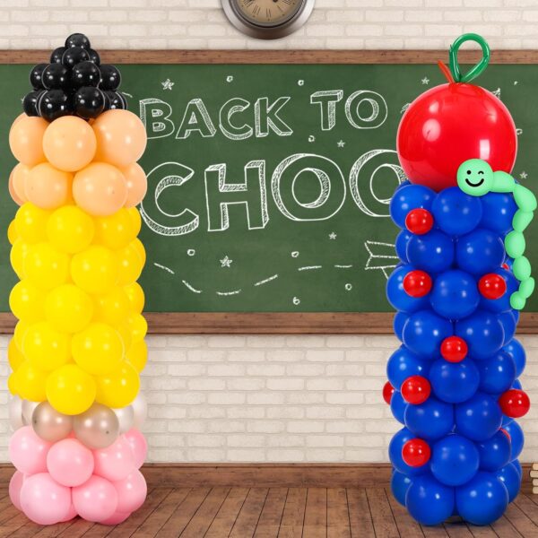 204Pcs Back to School Balloon Stand Kit – Pencil, Crayon & Latex Balloons for Classroom Party Decor
