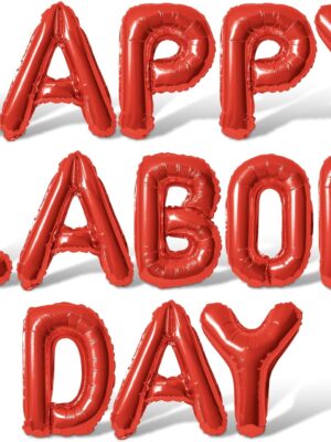 HAPPY LABOR DAY 16" Red Foil Letter Balloons – Party Banner Decoration