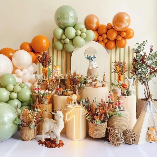 Fall Balloons Set – Sage Green, Brown, Orange, Yellow & Burgundy for Thanksgiving & Woodland Theme Parties - Image 2