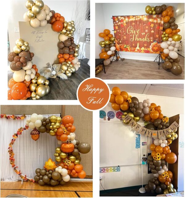 138-Pc Orange, Brown & Gold Balloon Garland Kit – Pumpkin Theme for Fall, Thanksgiving & Party Decor - Image 3