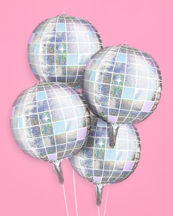 4-Pack 22" Iridescent Disco Ball Foil Balloons – Bachelorette, Birthday & Party Decorations - Image 2