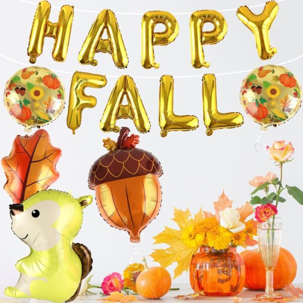 Thanksgiving Fall Balloon Banner – Happy Fall & Maple Leaf Foil Balloons for Friendsgiving & Party Decor - Image 3