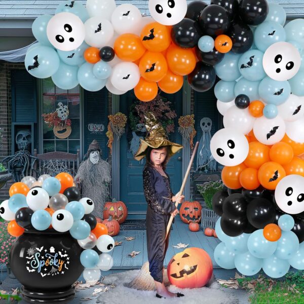 164-Pc Halloween Balloon Garland Kit – Spooky Ghost, Bat & Eyeball Foil Balloons for Party Decor - Image 2