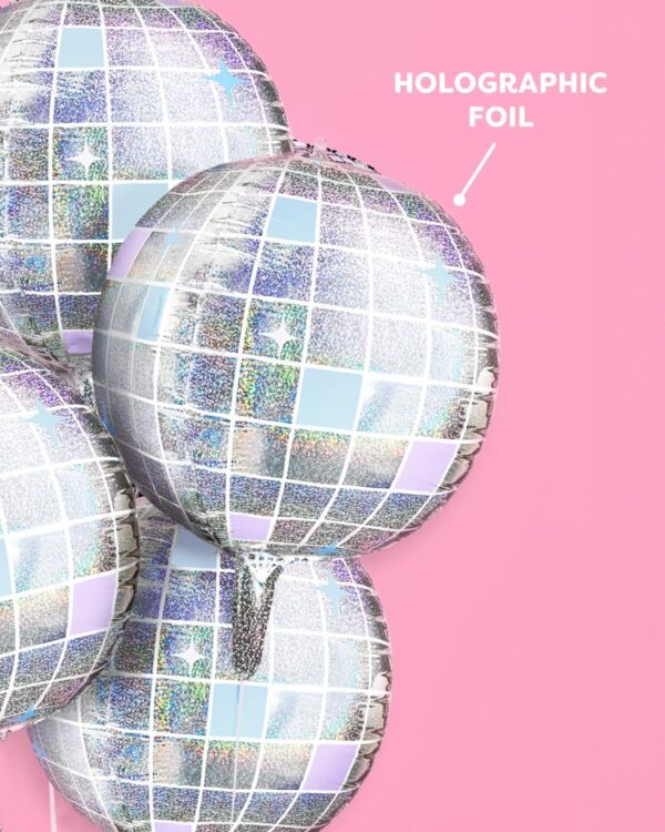 4-Pack 22" Iridescent Disco Ball Foil Balloons – Bachelorette, Birthday & Party Decorations - Image 4