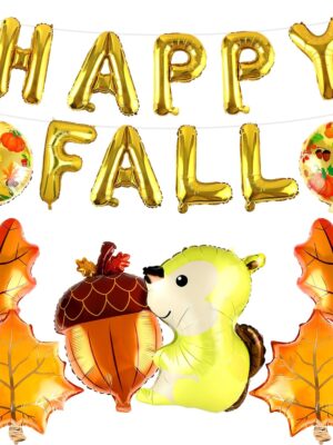 Thanksgiving Fall Balloon Banner – Happy Fall & Maple Leaf Foil Balloons for Friendsgiving & Party Decor
