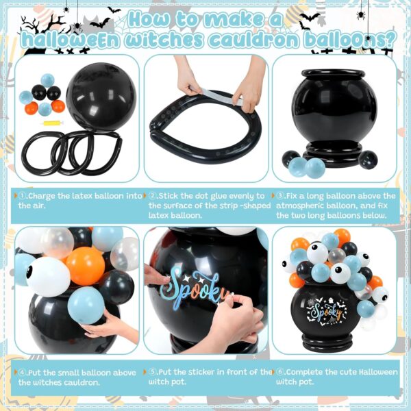 164-Pc Halloween Balloon Garland Kit – Spooky Ghost, Bat & Eyeball Foil Balloons for Party Decor - Image 3